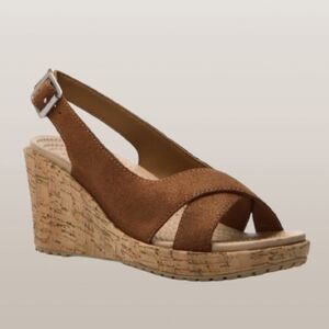 Crocs Women Brown Leather Straps Wedge Sandals Size 8 